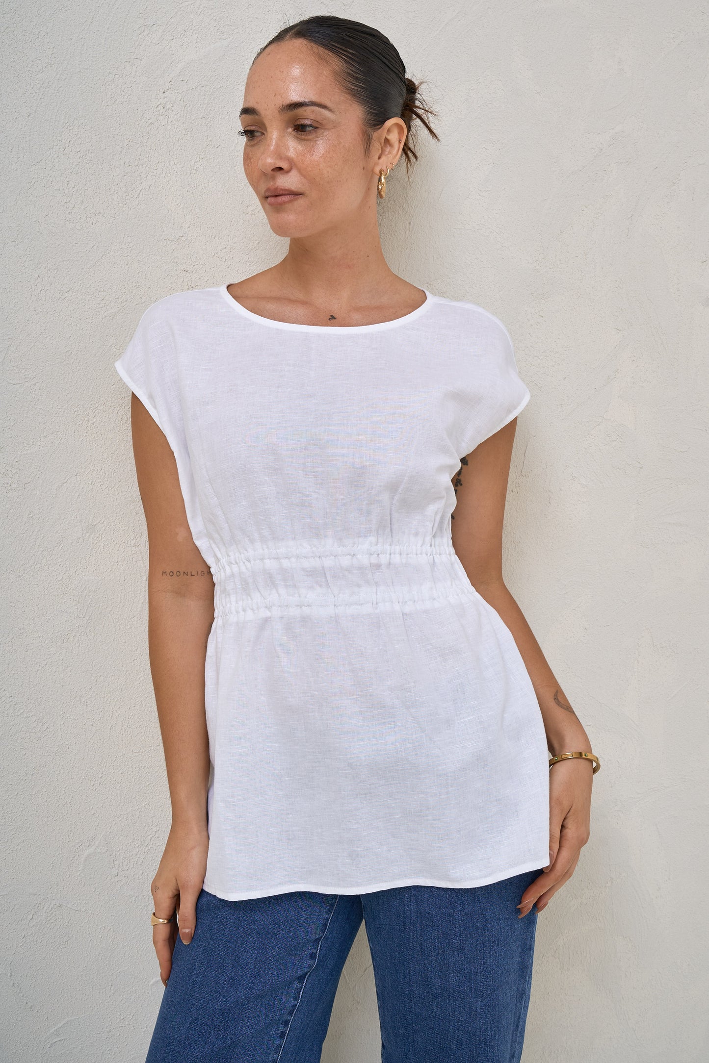 Timeless Button Side Top - White