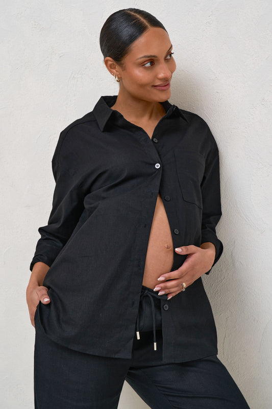 Timeless Relaxed Linen Shirt - Black