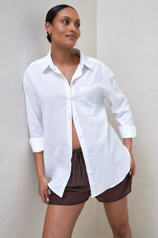 Timeless Relaxed Linen Shirt - White
