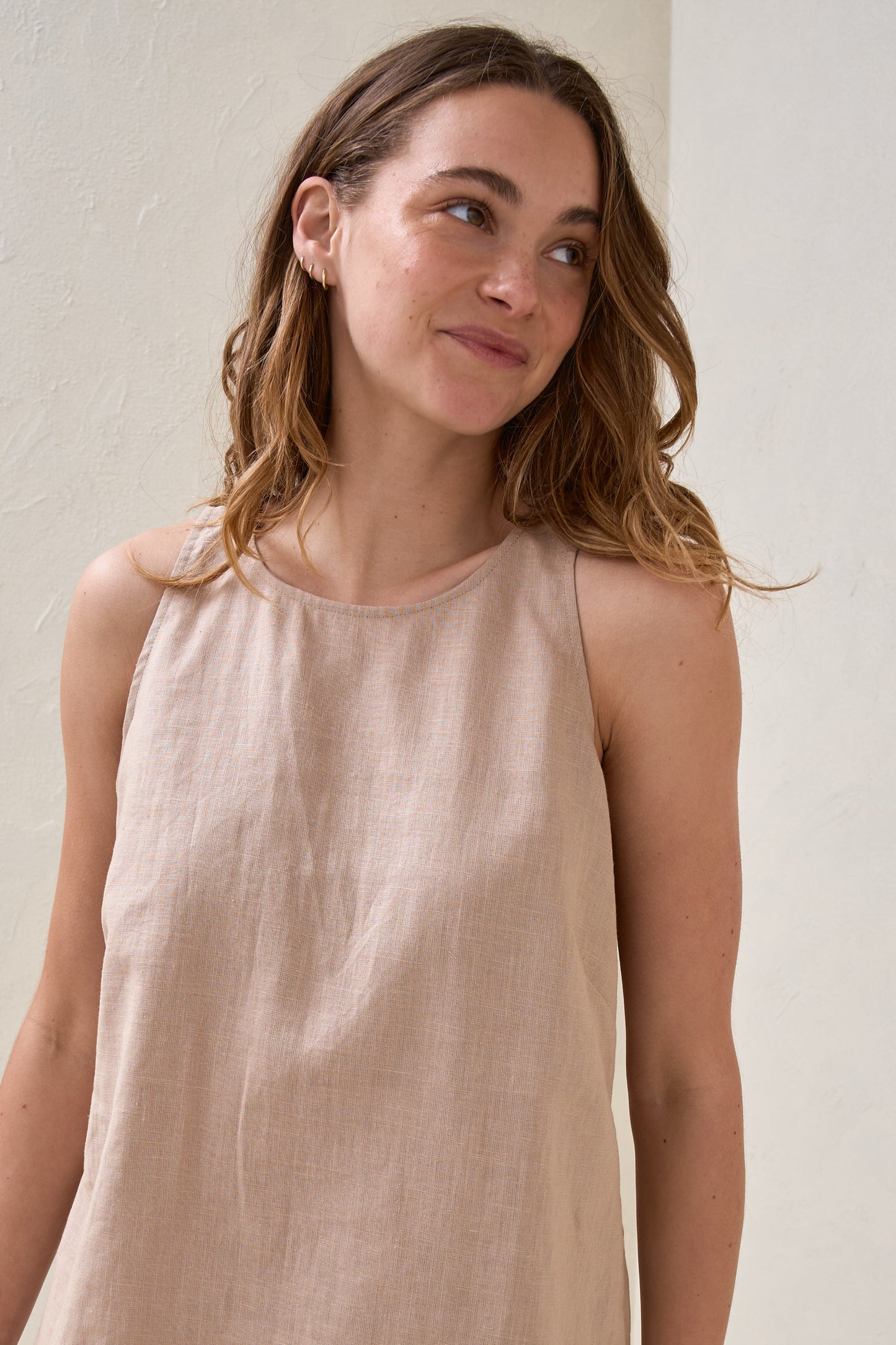 Timeless Linen Nursing Tank - Biscuit