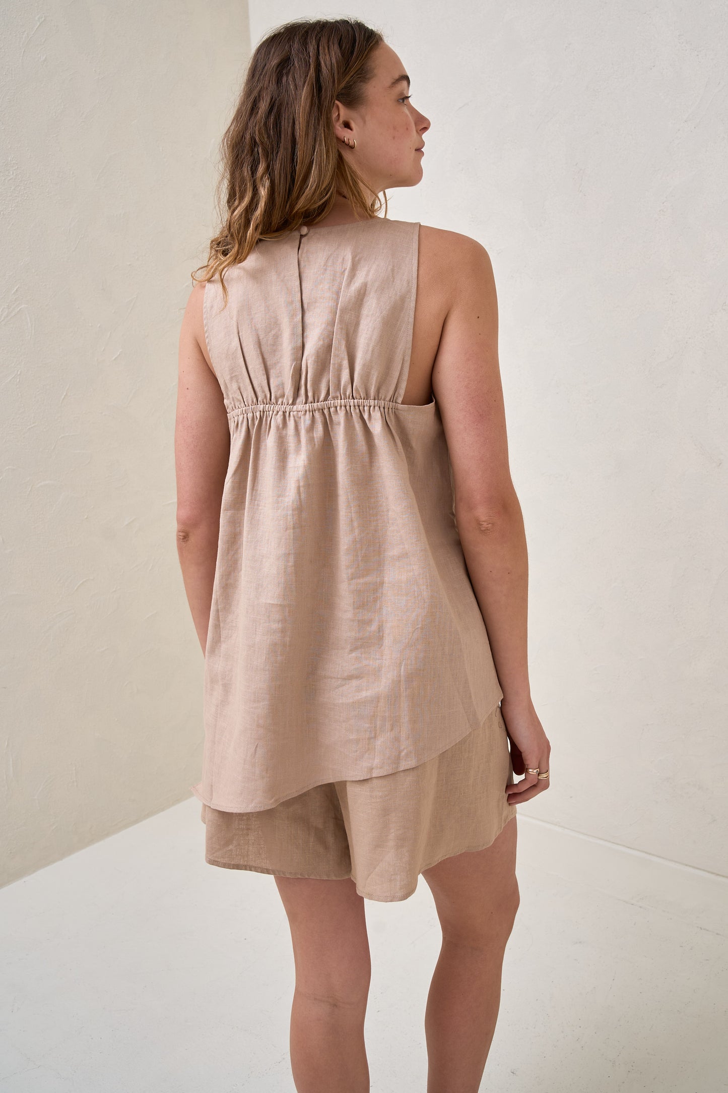 Timeless Linen Nursing Tank - Biscuit