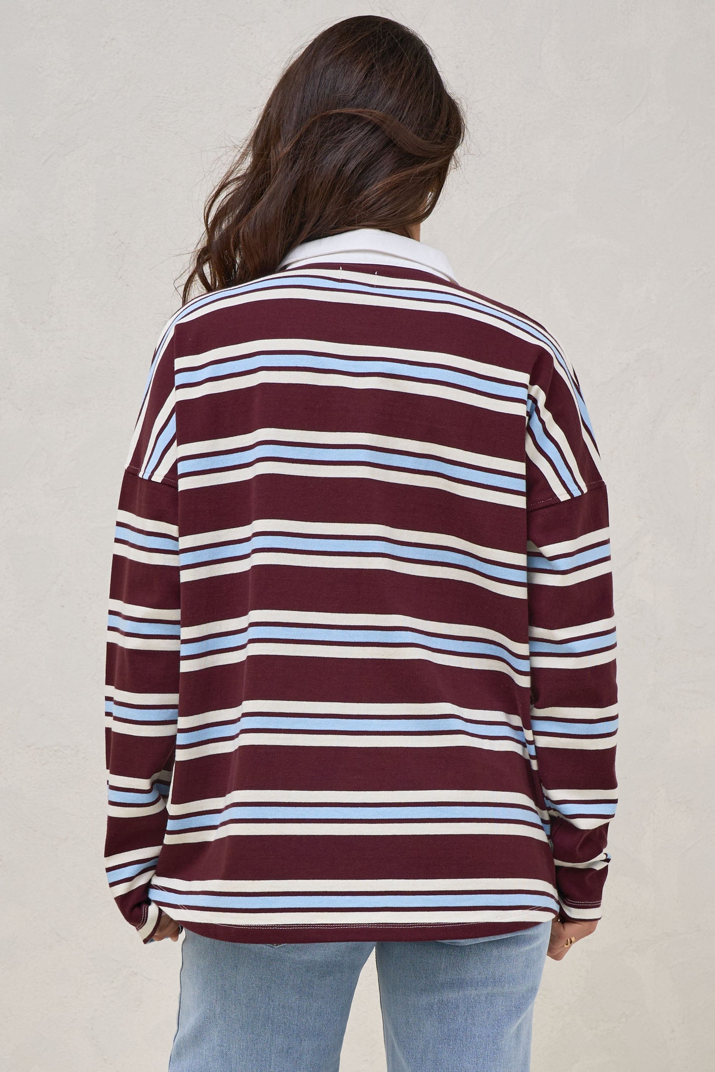 Right Here Rugby Top - Burgundy Stripe