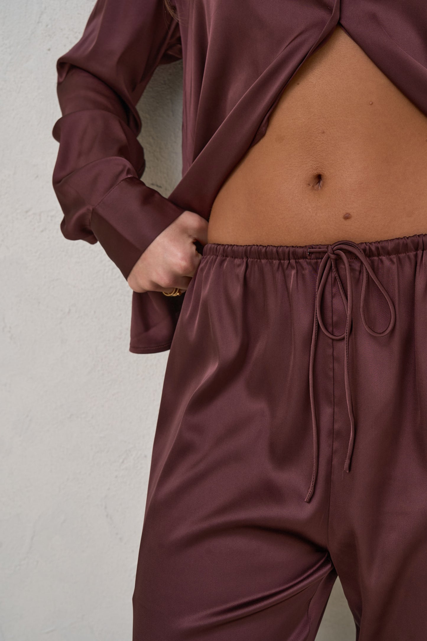 Spontaneous Satin Pant - Burgundy
