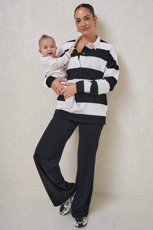 Slow Rush Rugby Top - Black/White