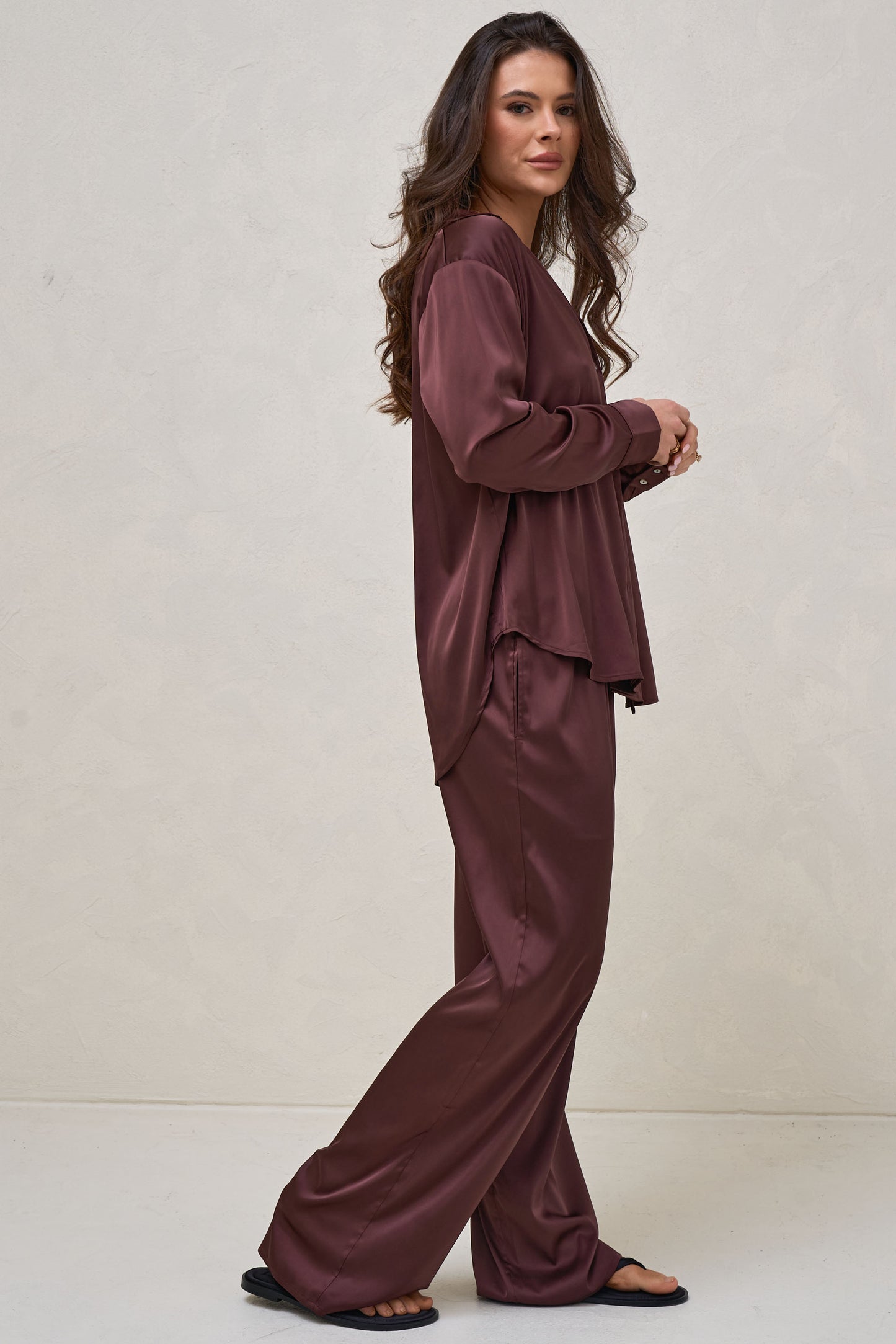 Spontaneous Satin Pant - Burgundy