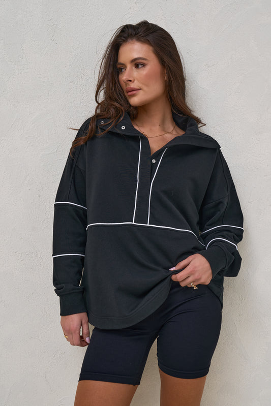 Over And Out Nursing Sweat - Blk/Wht