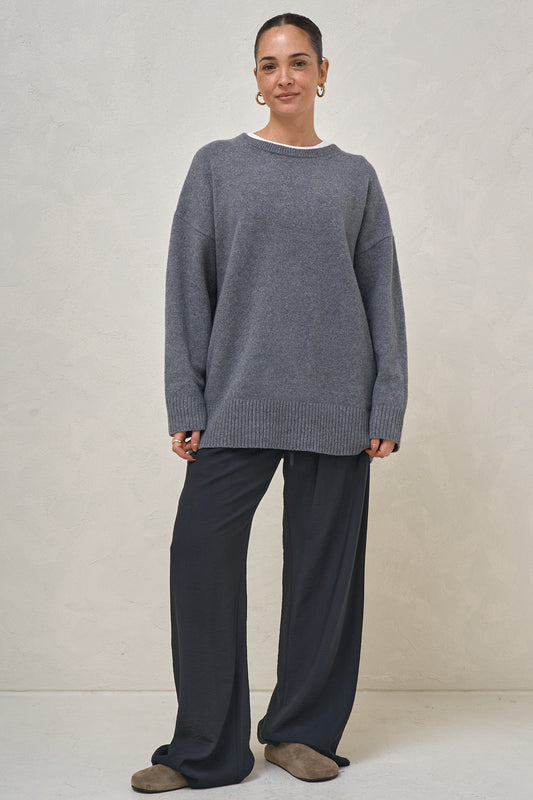 Idle Time Crew Knit - Charcoal