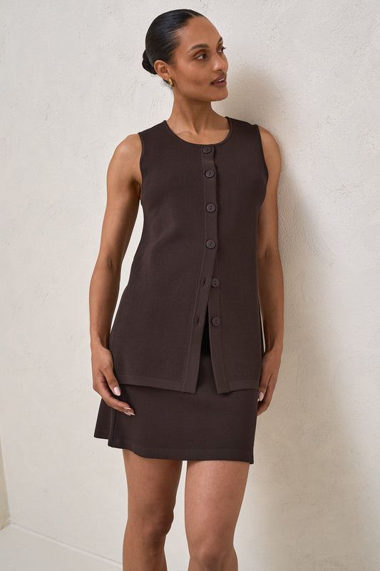 Sunday Best Button Vest - Chocolate