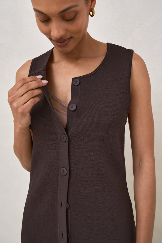 Sunday Best Button Vest - Chocolate