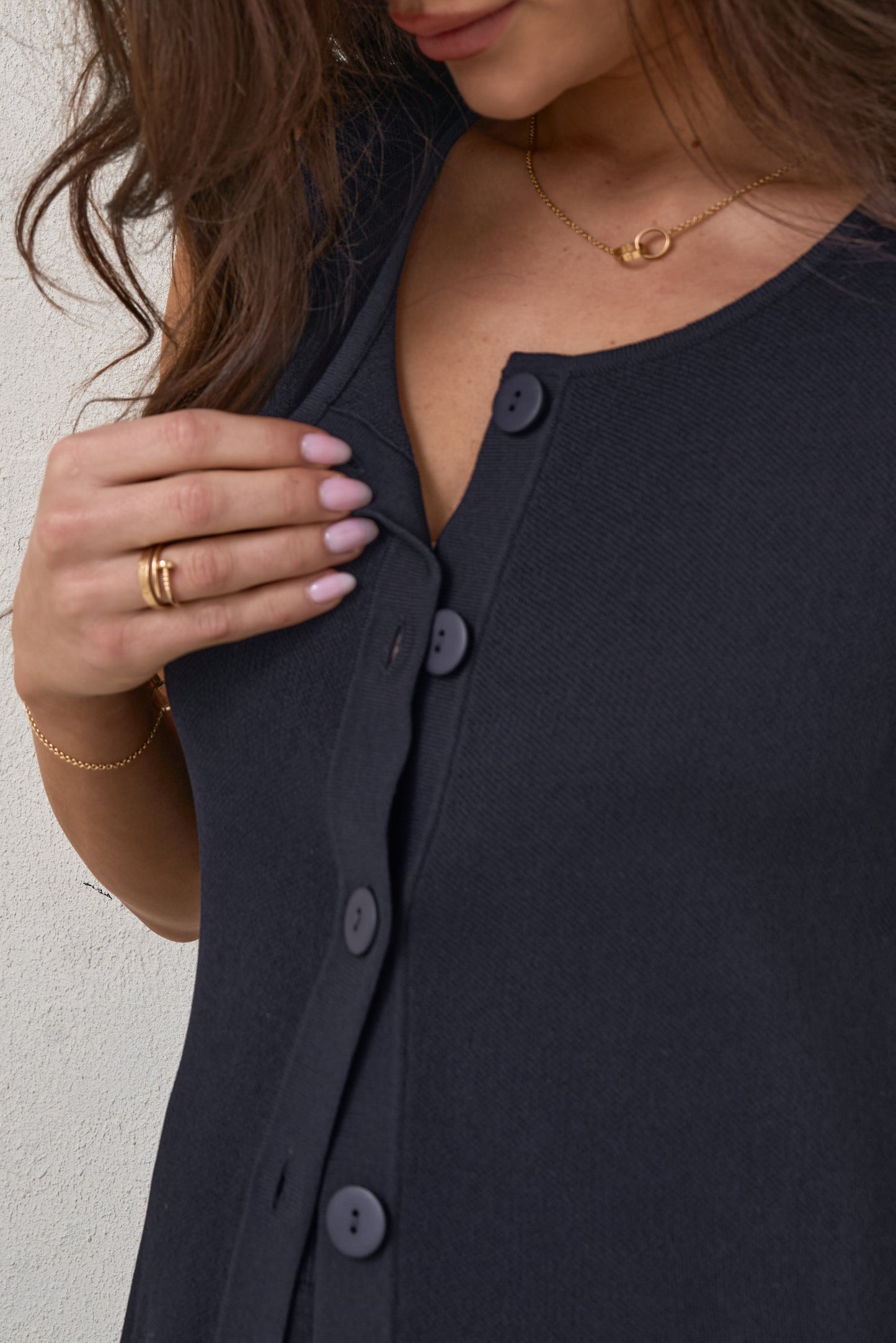 Sunday Best Button Vest - Ink