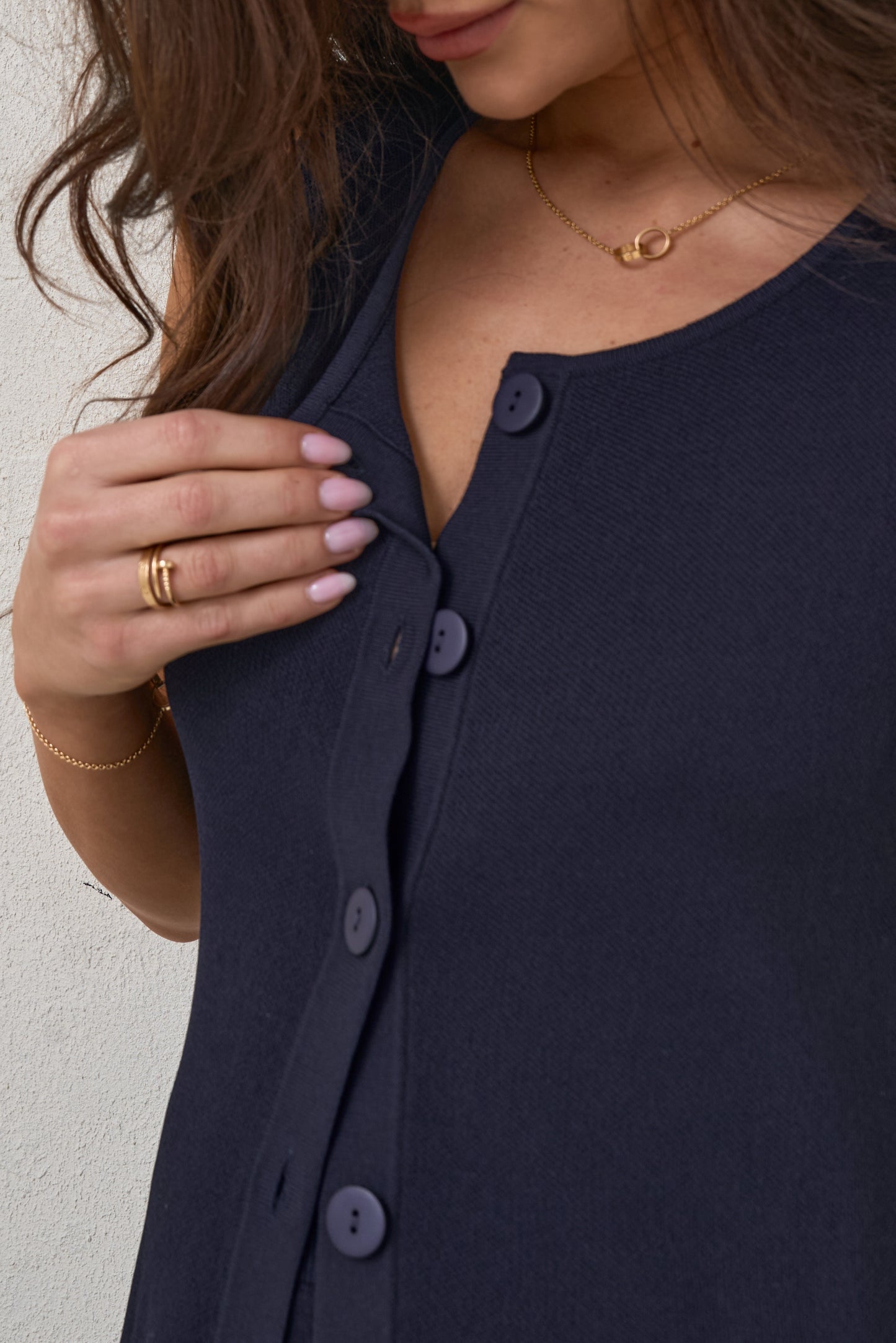 Sunday Best Button Vest - Ink