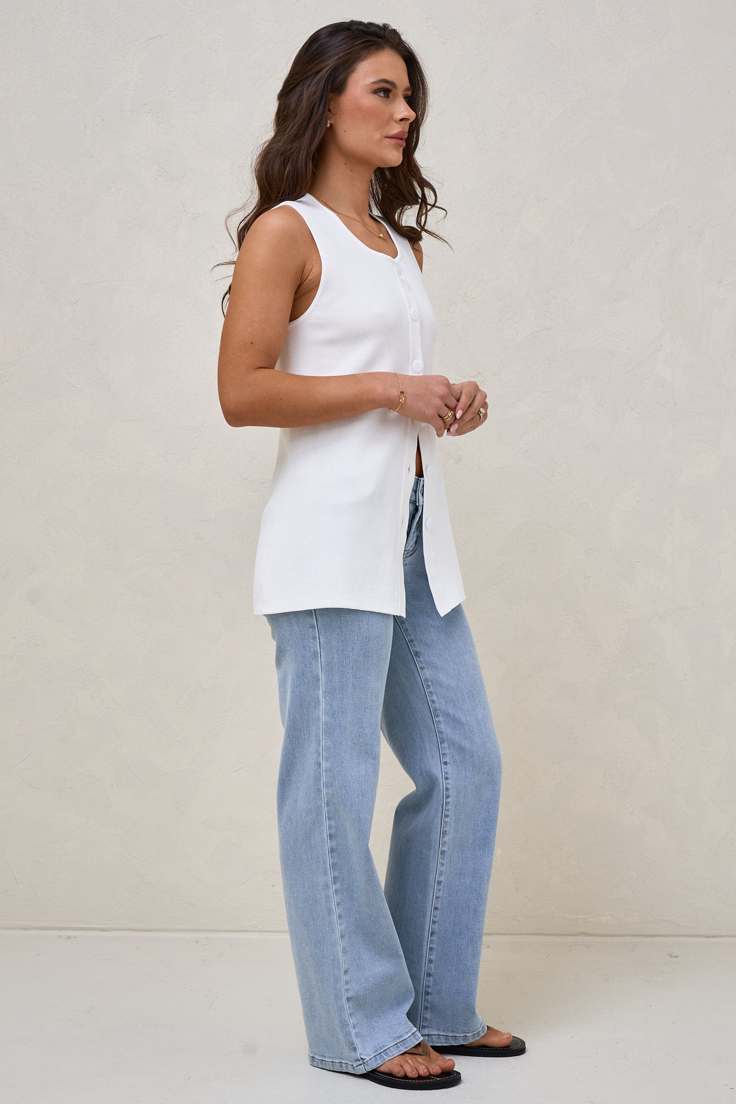 Sunday Best Button Vest - Ivory