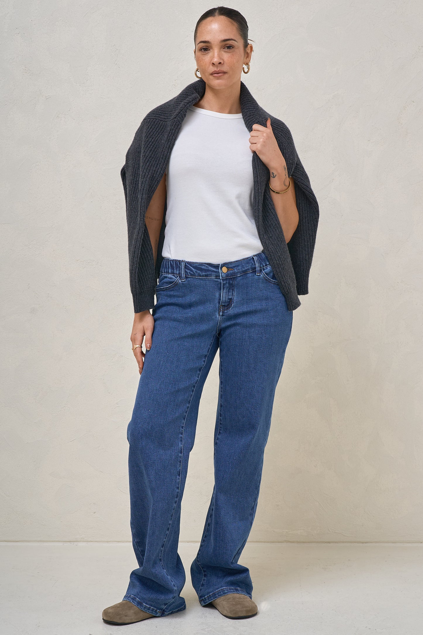 Day By Day Wide Leg Jeans - Washed Indigo