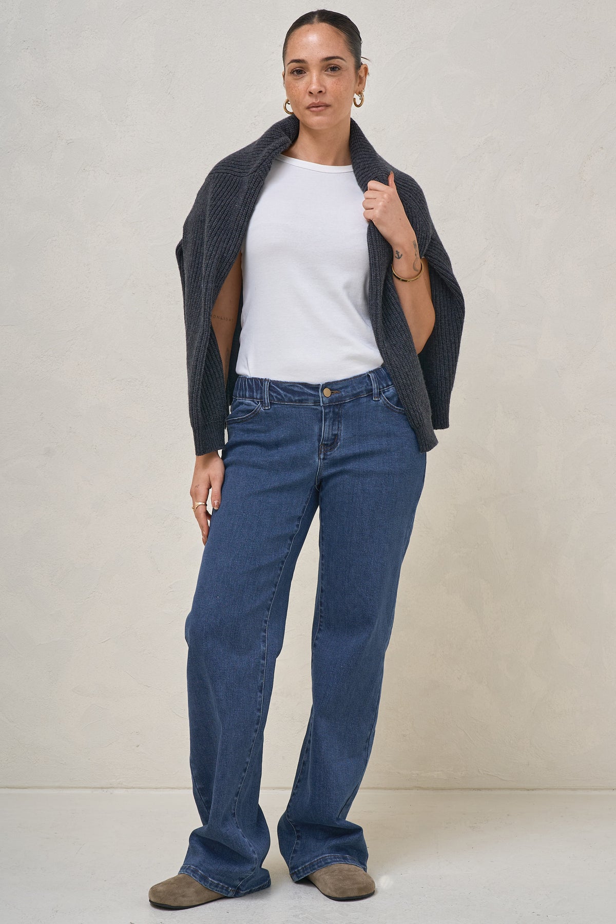 Day By Day Wide Leg Jeans - Washed Indigo