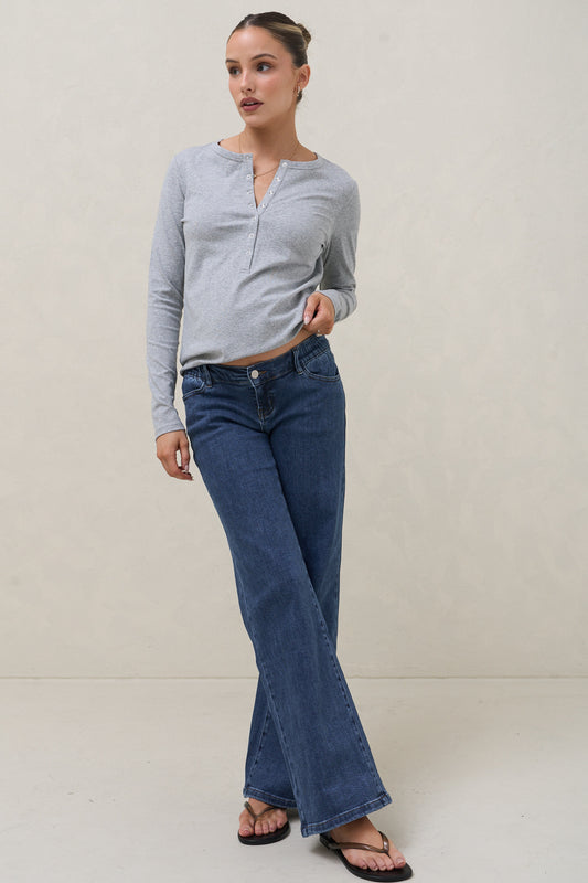 Day By Day Wide Leg Jeans - Washed Indigo