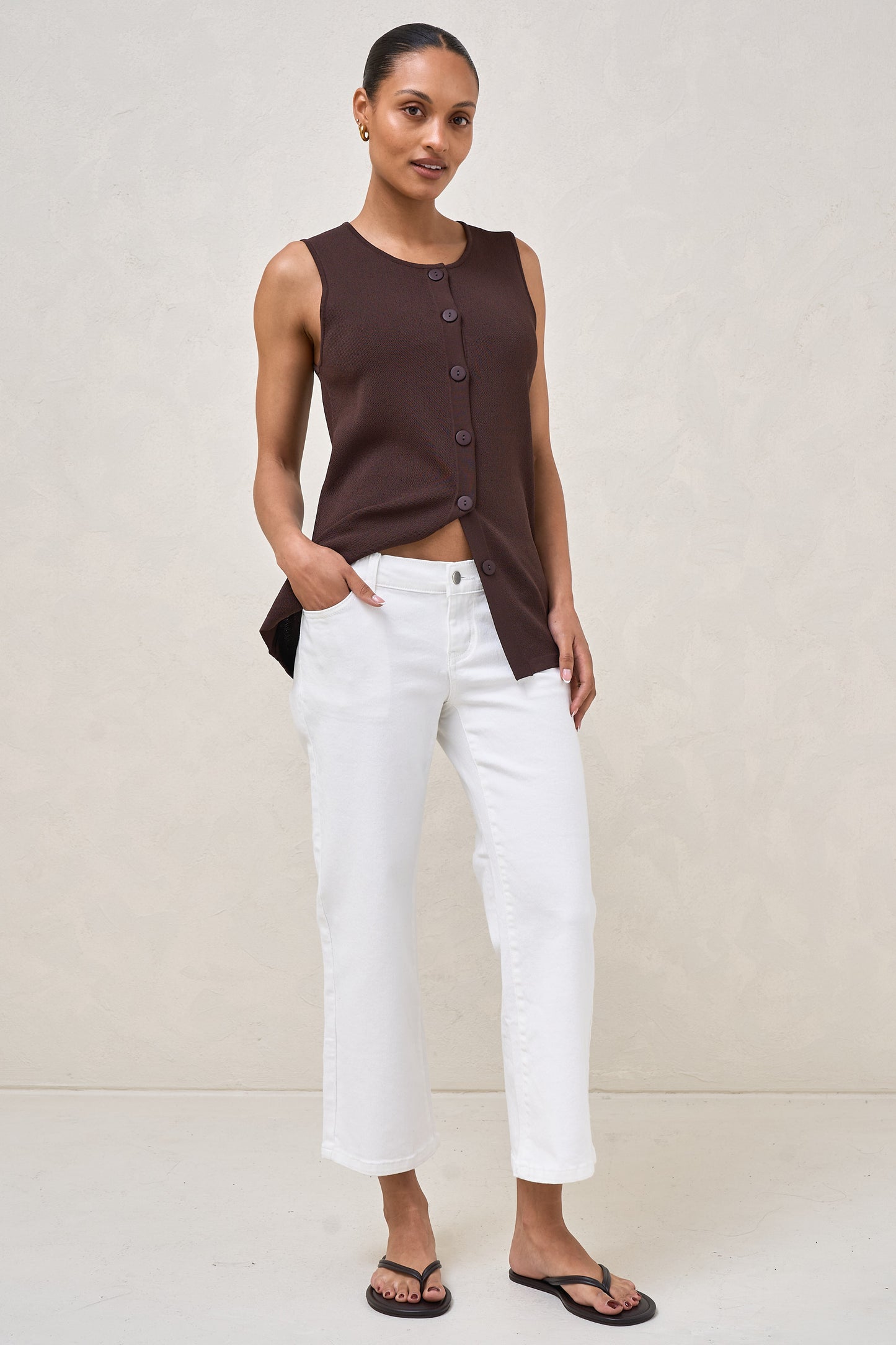 Walk The Talk Crop Wide Jean - White