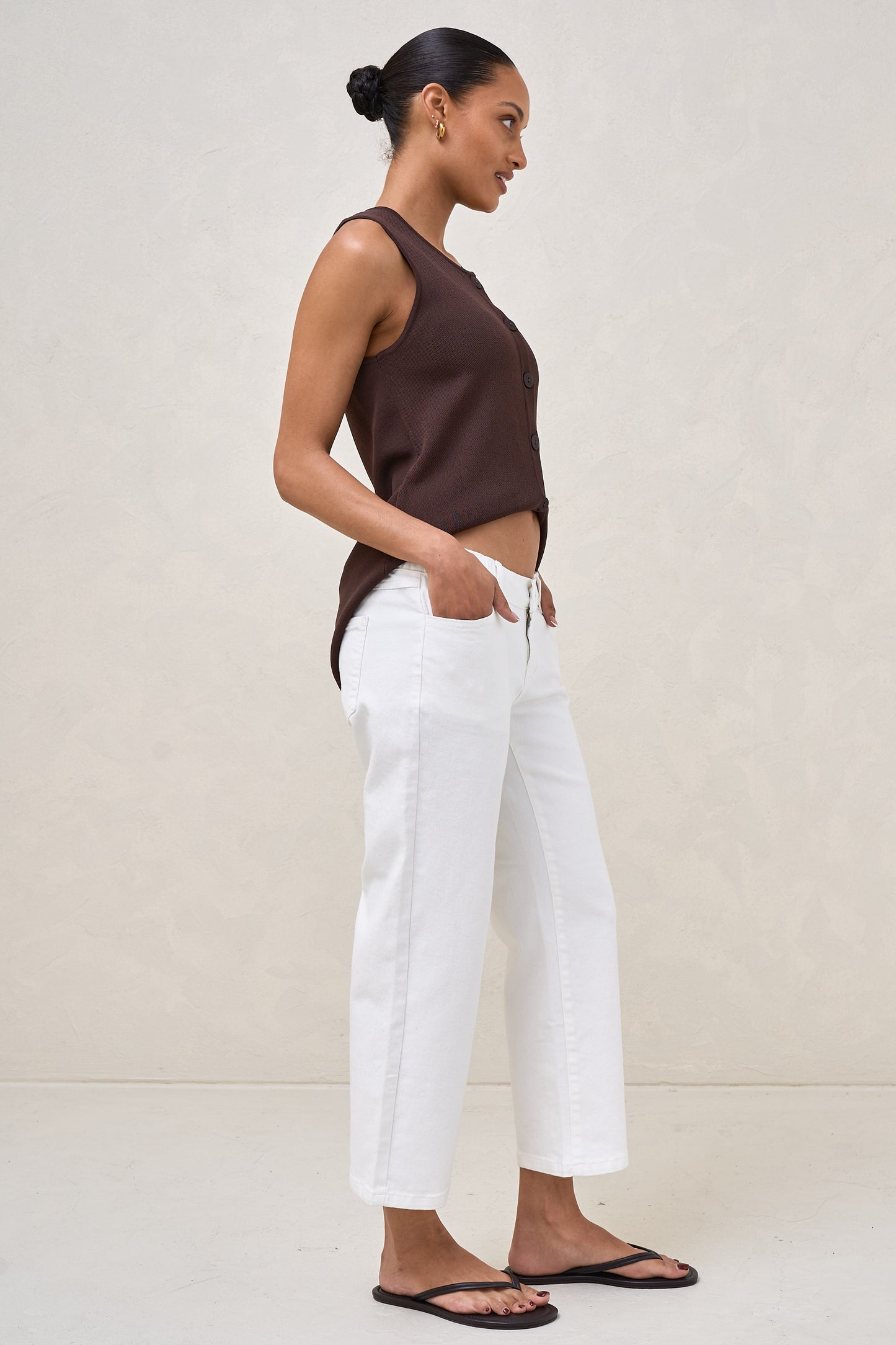 Walk The Talk Crop Wide Jean - White