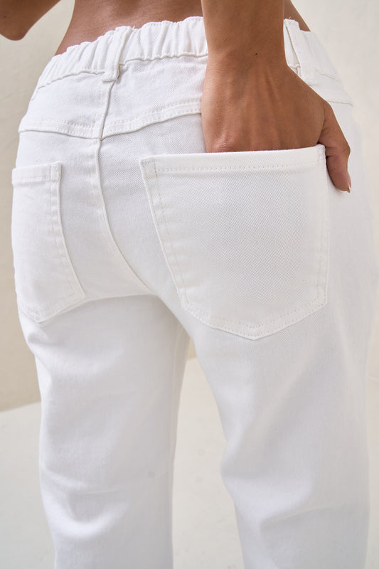 Walk The Talk Crop Wide Jean - White