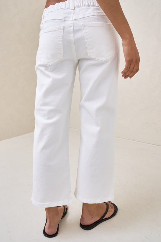 Walk The Talk Crop Wide Jean - White