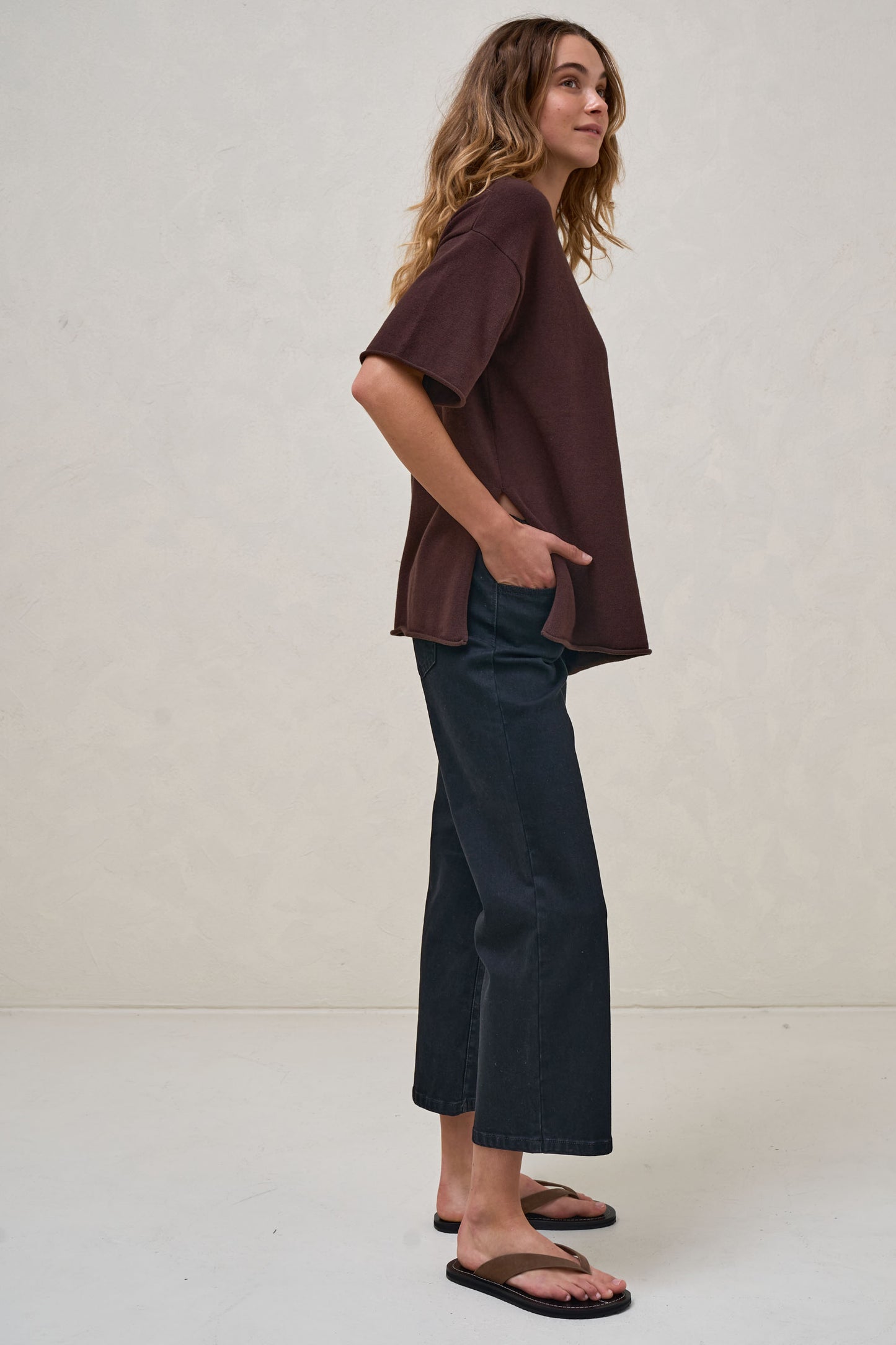 Walk The Talk Crop Wide Jean - Washed Black