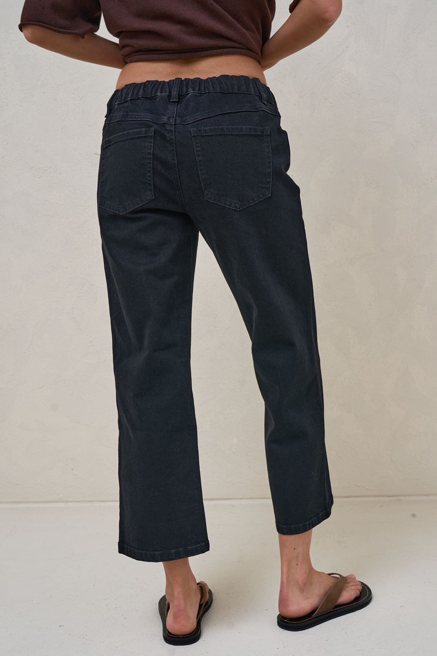Walk The Talk Crop Wide Jean - Washed Black