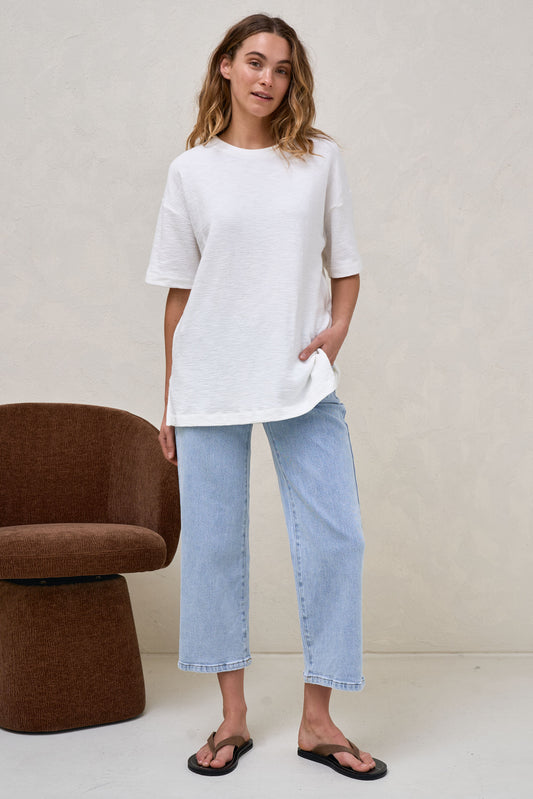 Walk The Talk Crop Wide Jean - Blue Salt