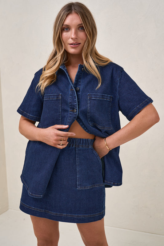 Daybreak Denim Skirt - Indigo