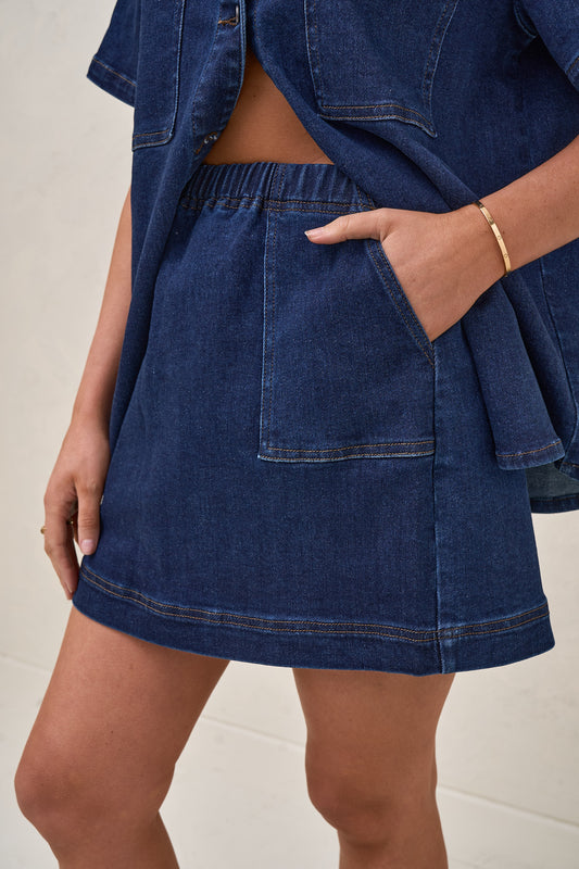 Daybreak Denim Skirt - Indigo