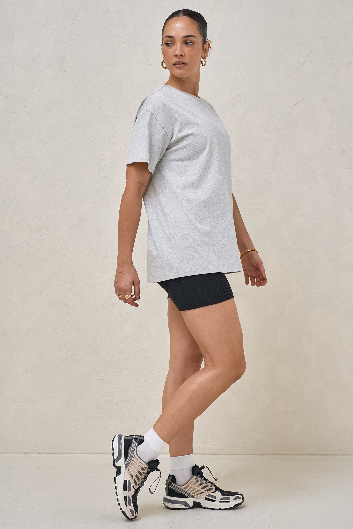 Basic Instincts Boxy Tee - Grey Marle