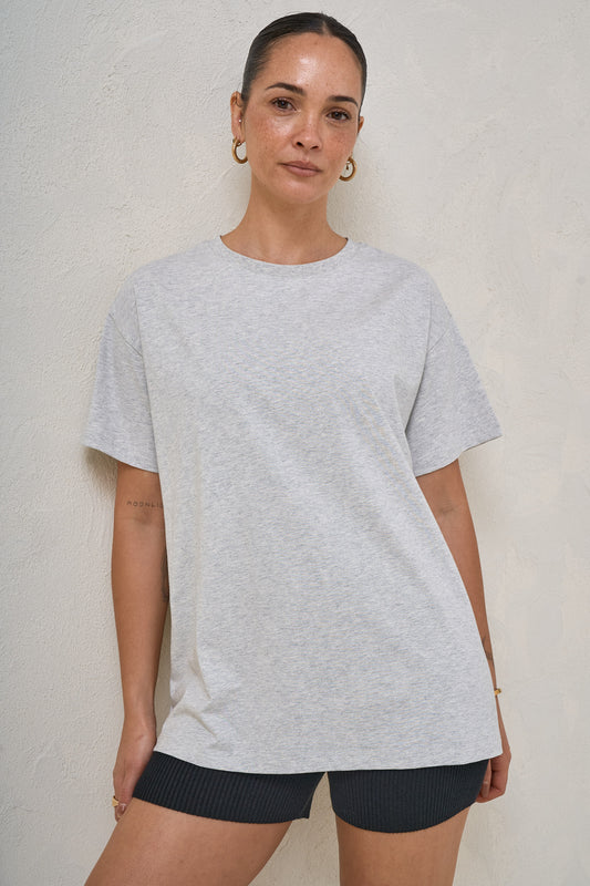 Basic Instincts Boxy Tee - Grey Marle