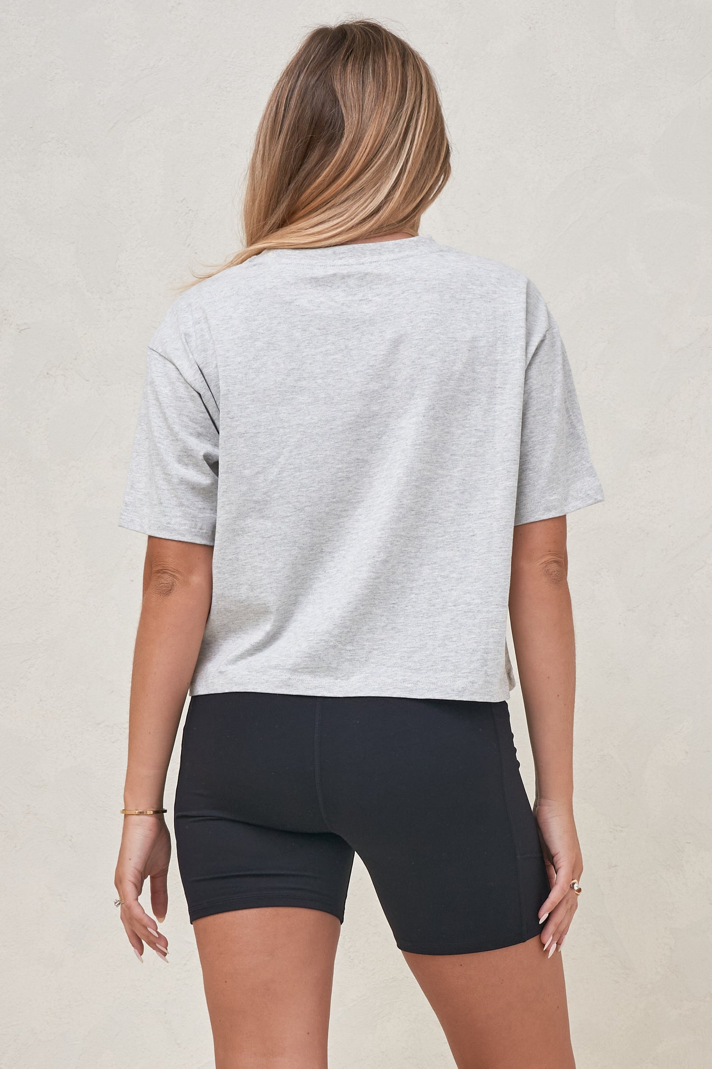 Basic Instincts Crop Tee - Grey Marle