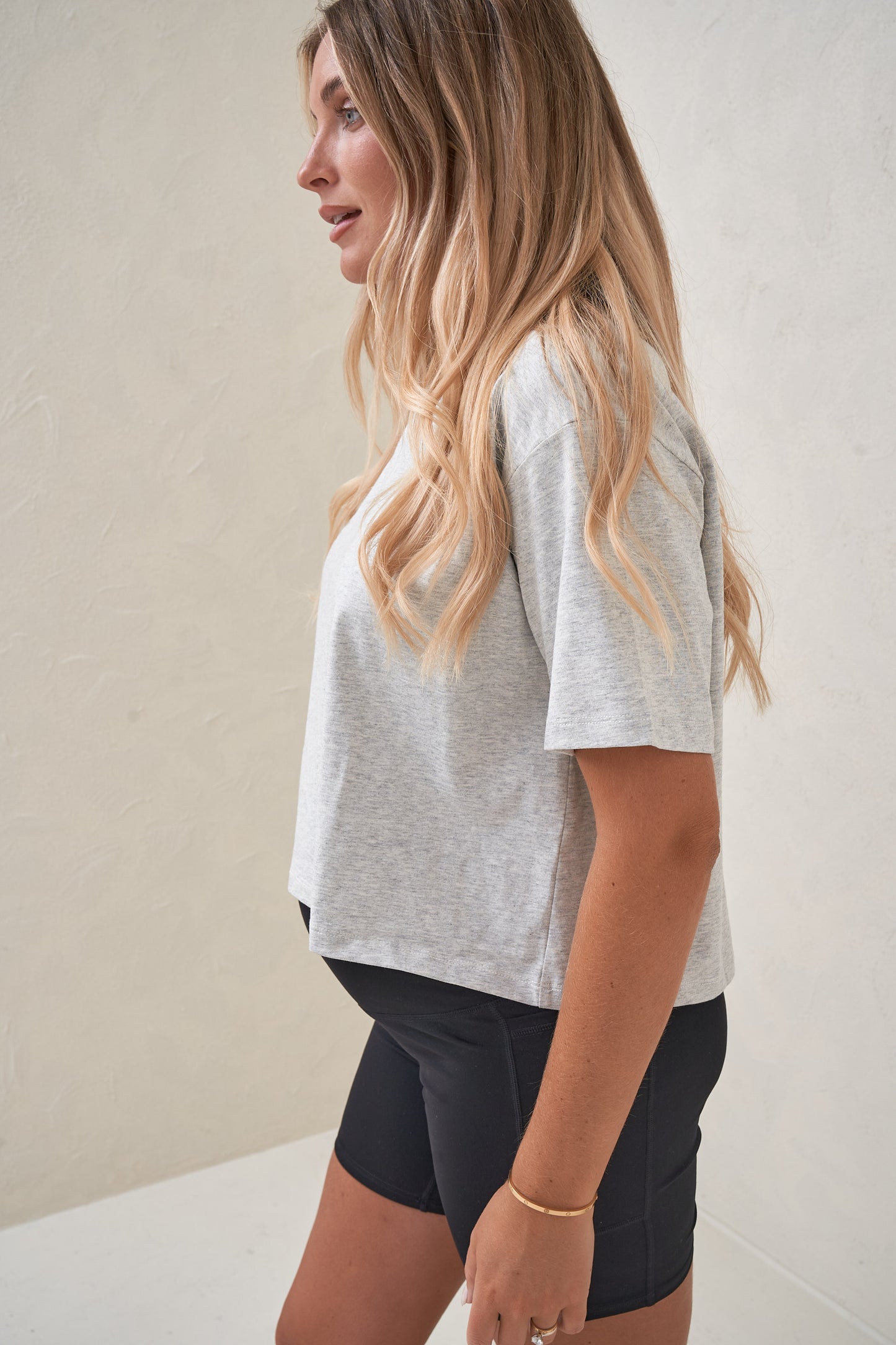 Basic Instincts Crop Tee - Grey Marle