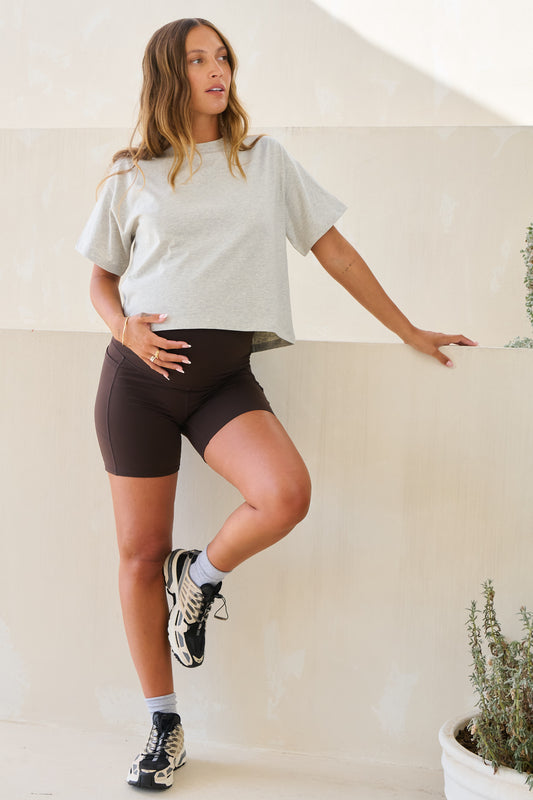 Basic Instincts Crop Tee - Grey Marle