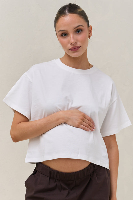 Basic Instincts Crop Tee - White