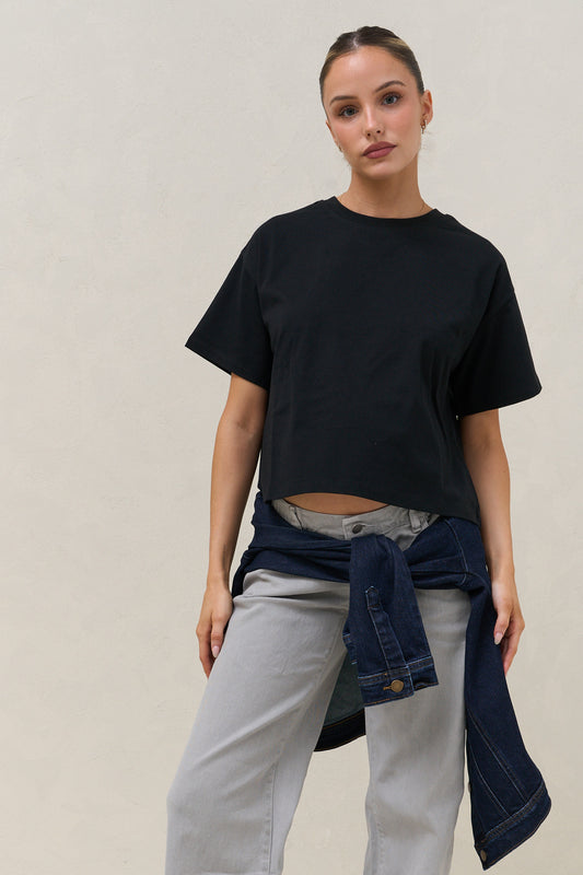 Basic Instincts Crop Tee - Black