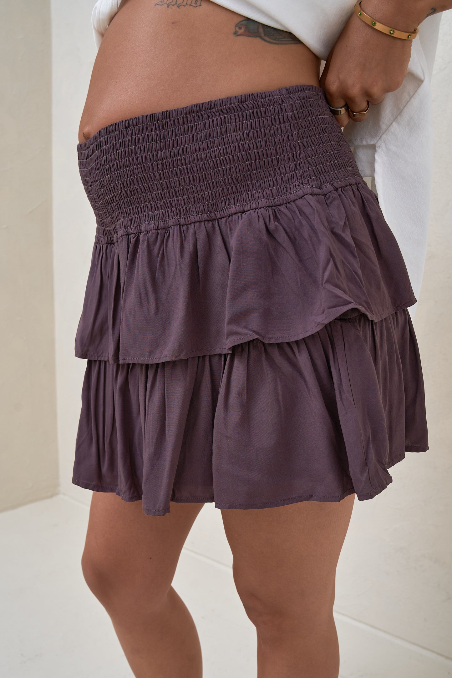 Blurred Lines Frill Skort - Aubergine