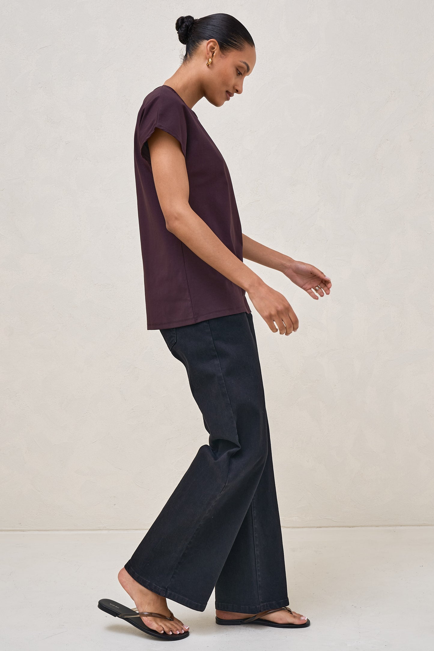 Minimalist Stretch Jersey Tee - Deep Plum