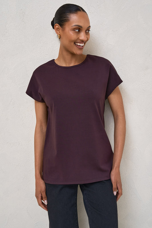 Minimalist Stretch Jersey Tee - Deep Plum