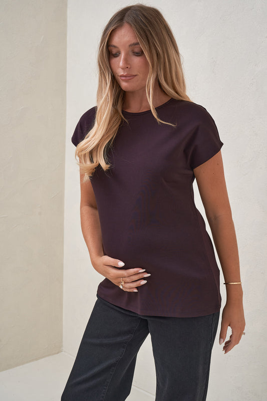 Minimalist Stretch Jersey Tee - Deep Plum