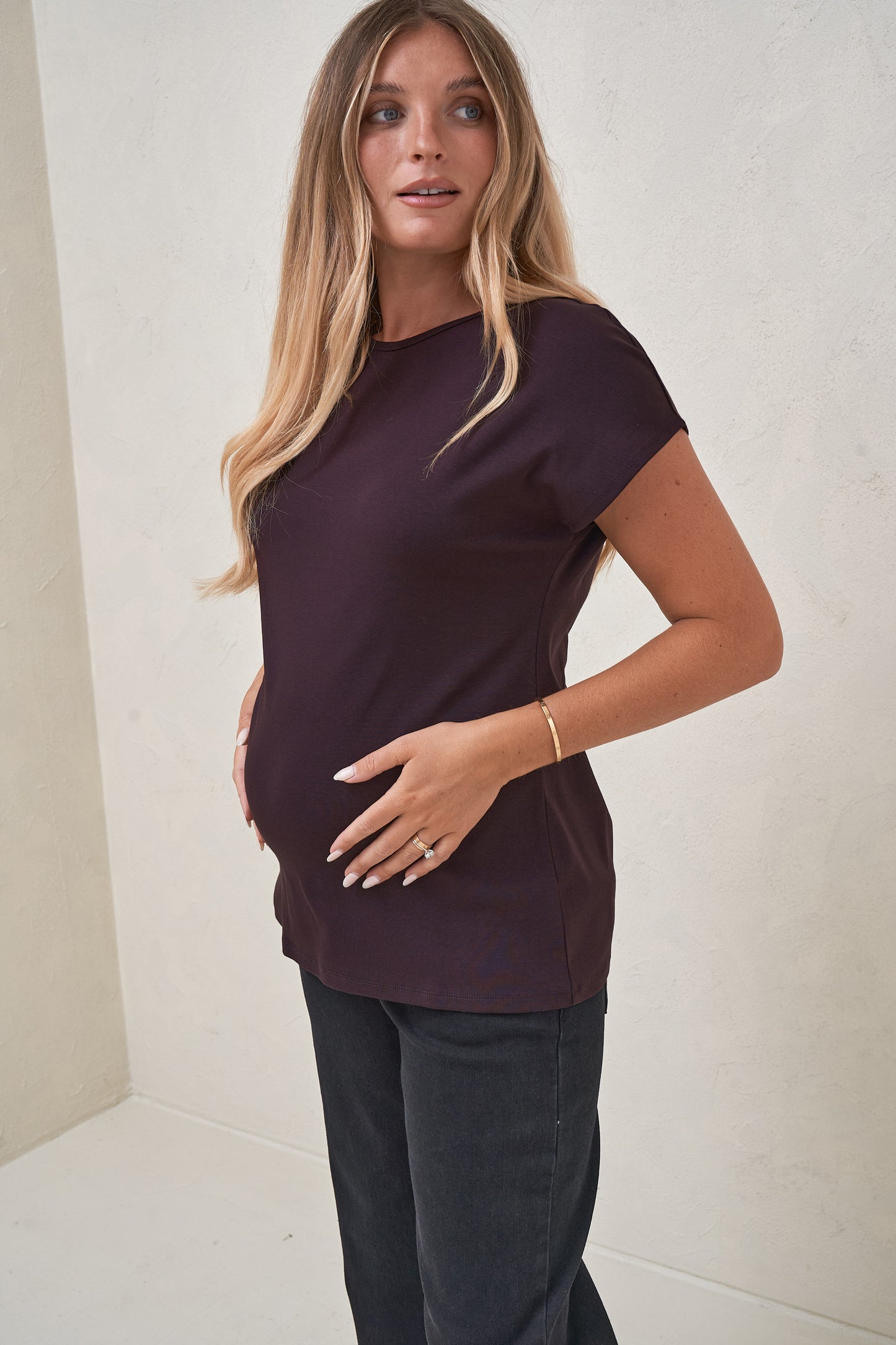 Minimalist Stretch Jersey Tee - Deep Plum