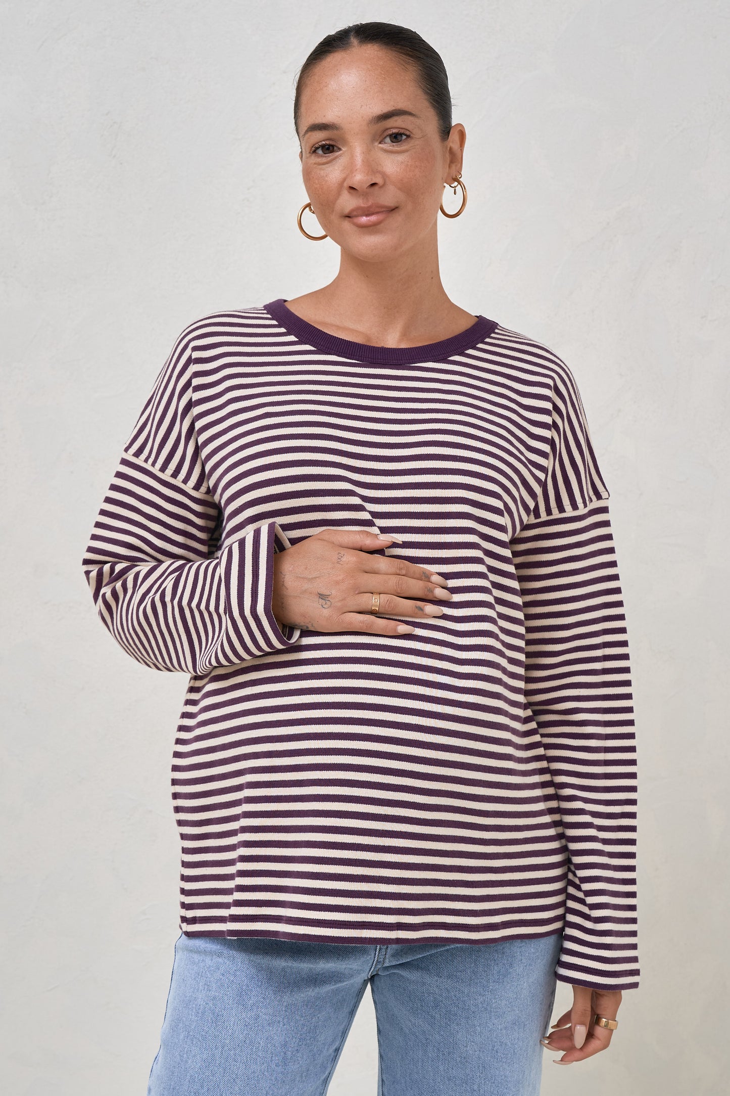 Outline Long Sleeve Top - Berry/Almond