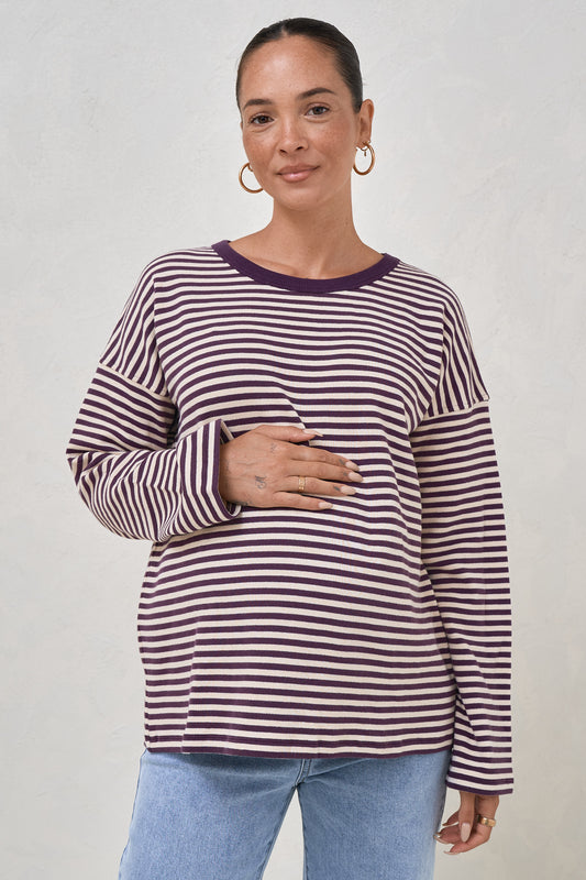 Outline Long Sleeve Top - Berry/Almond