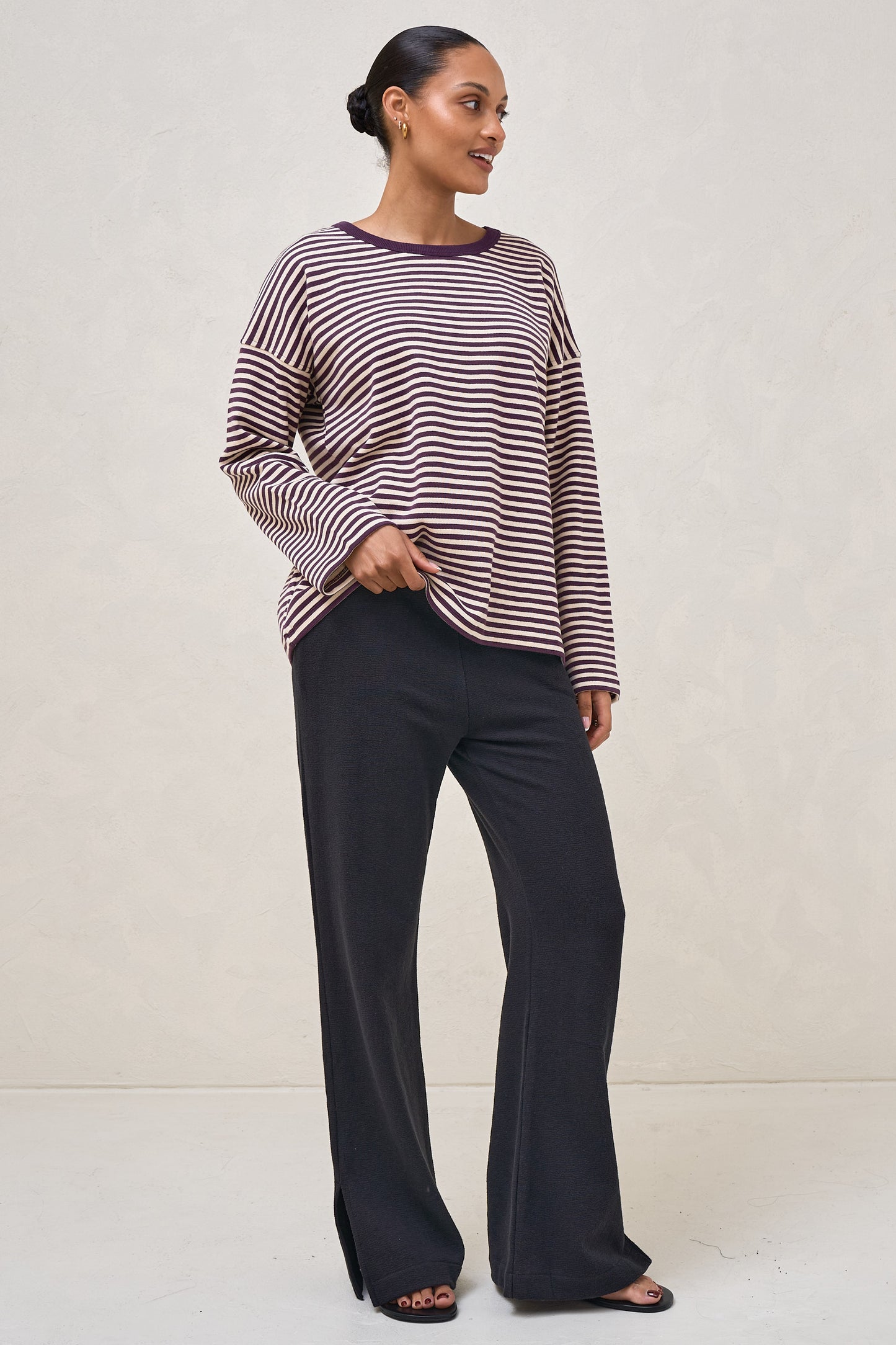 Outline Long Sleeve Top - Berry/Almond