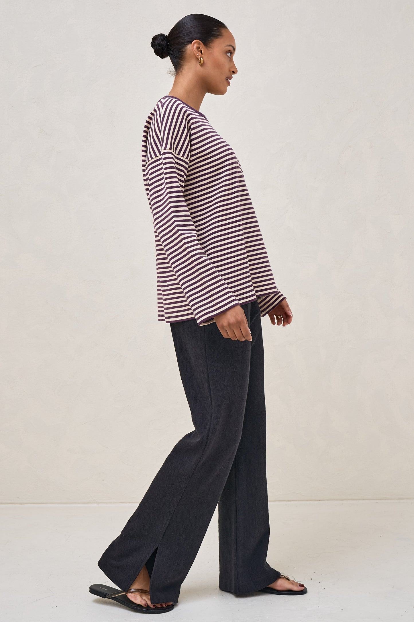 Outline Long Sleeve Top - Berry/Almond