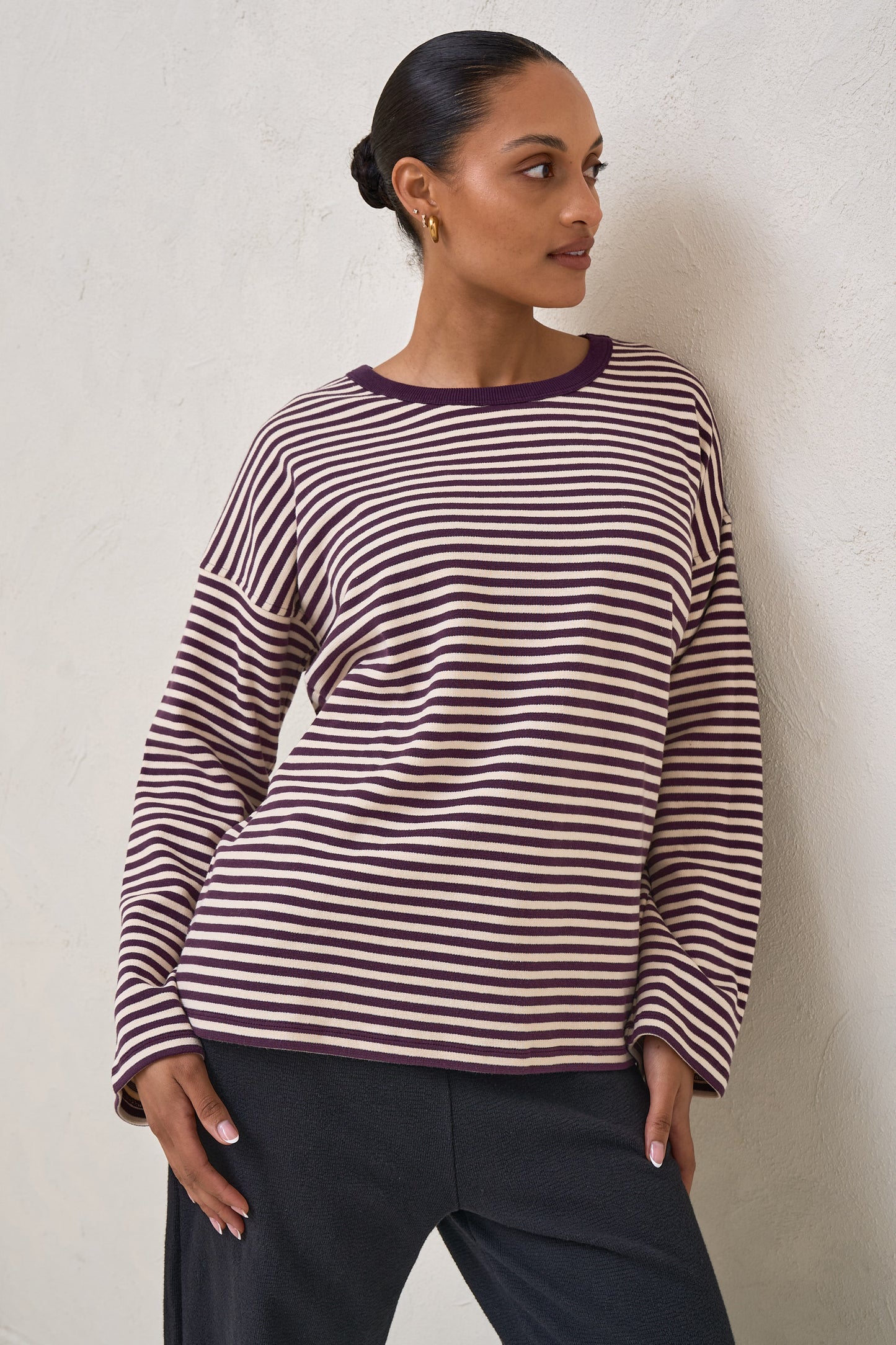 Outline Long Sleeve Top - Berry/Almond