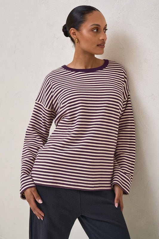 Outline Long Sleeve Top - Berry/Almond