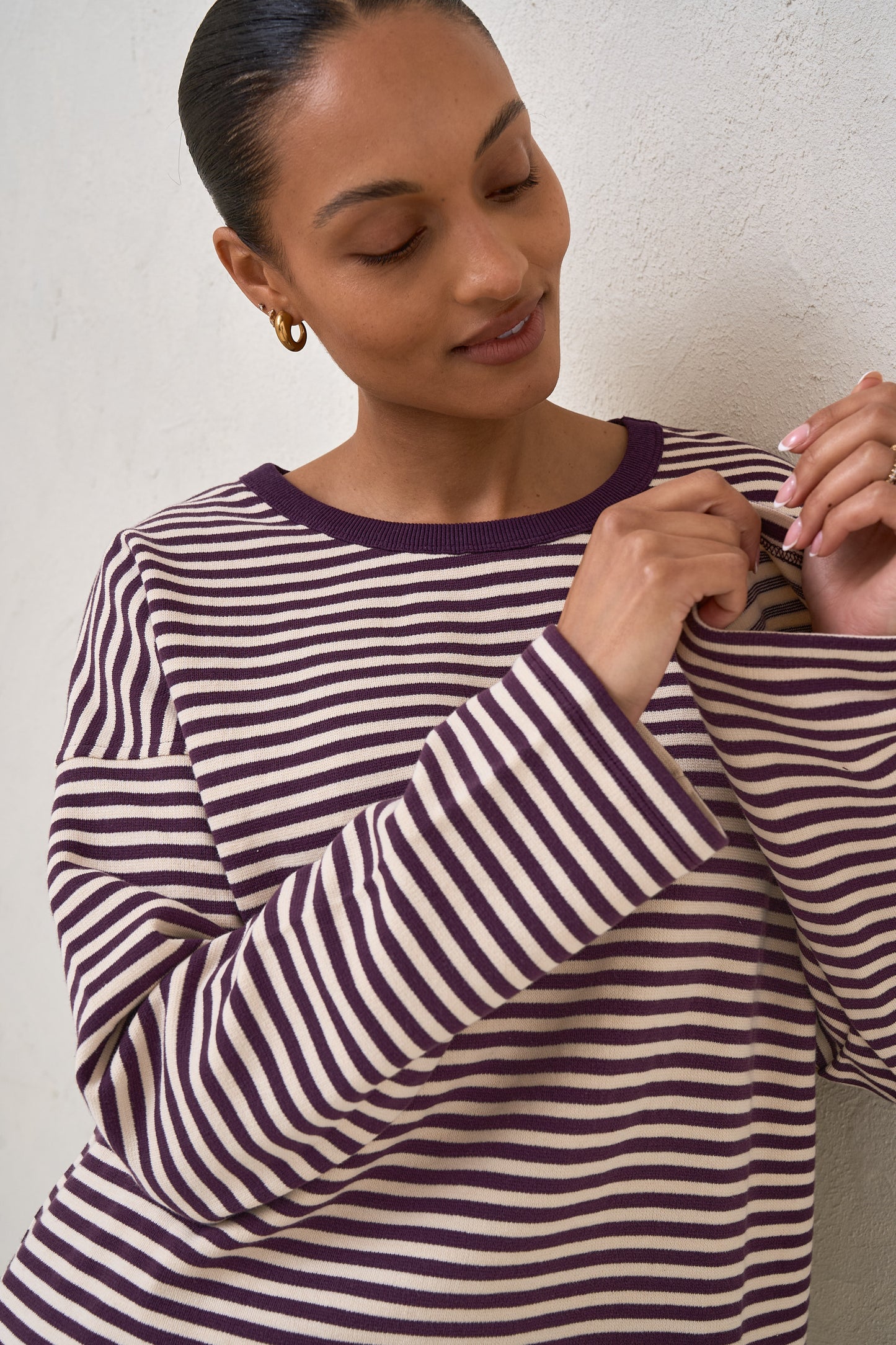 Outline Long Sleeve Top - Berry/Almond
