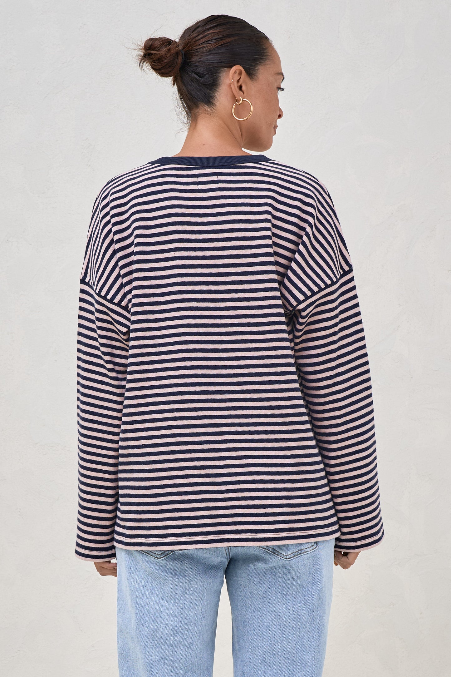 Outline Long Sleeve Top - Navy/Pink