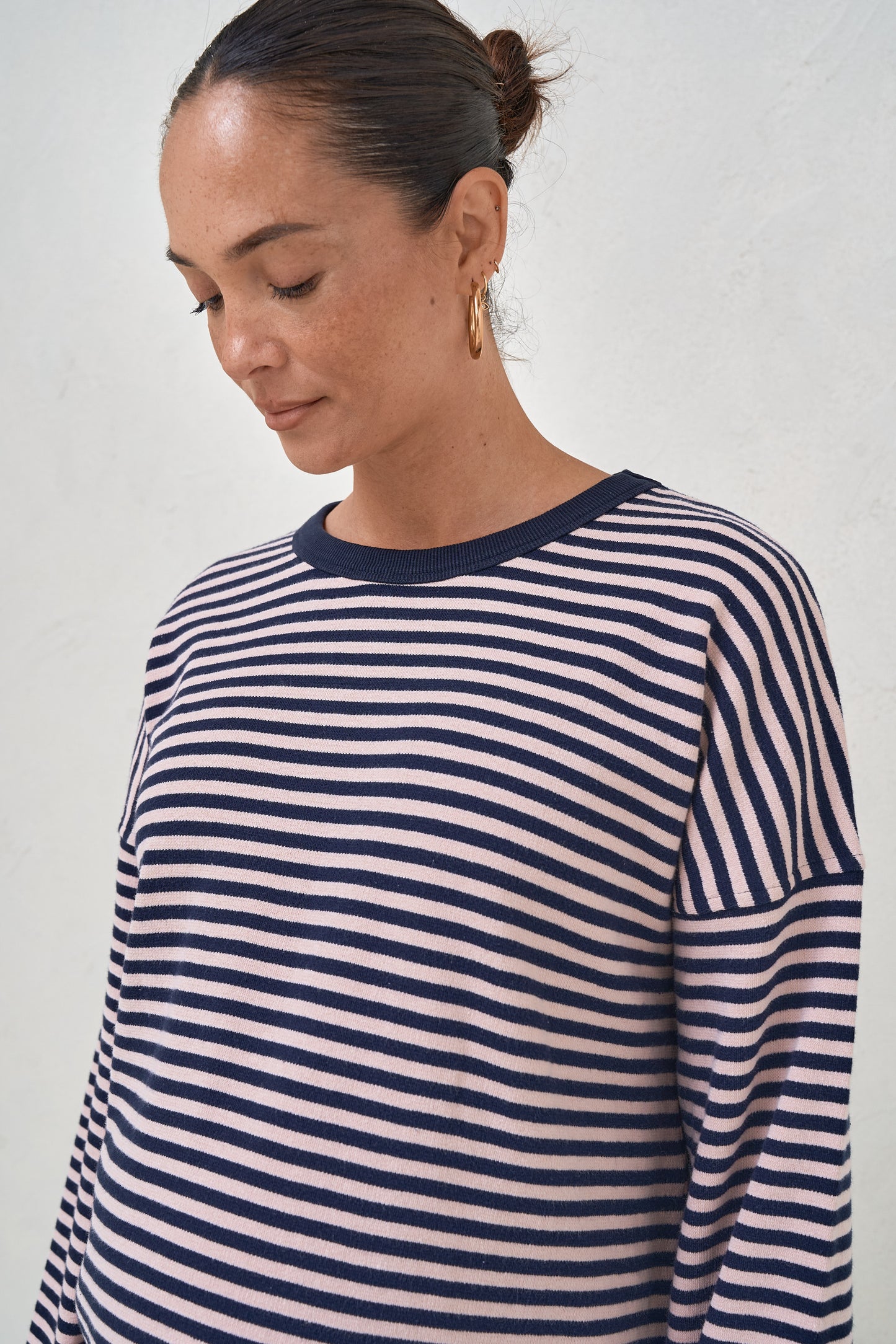 Outline Long Sleeve Top - Navy/Pink
