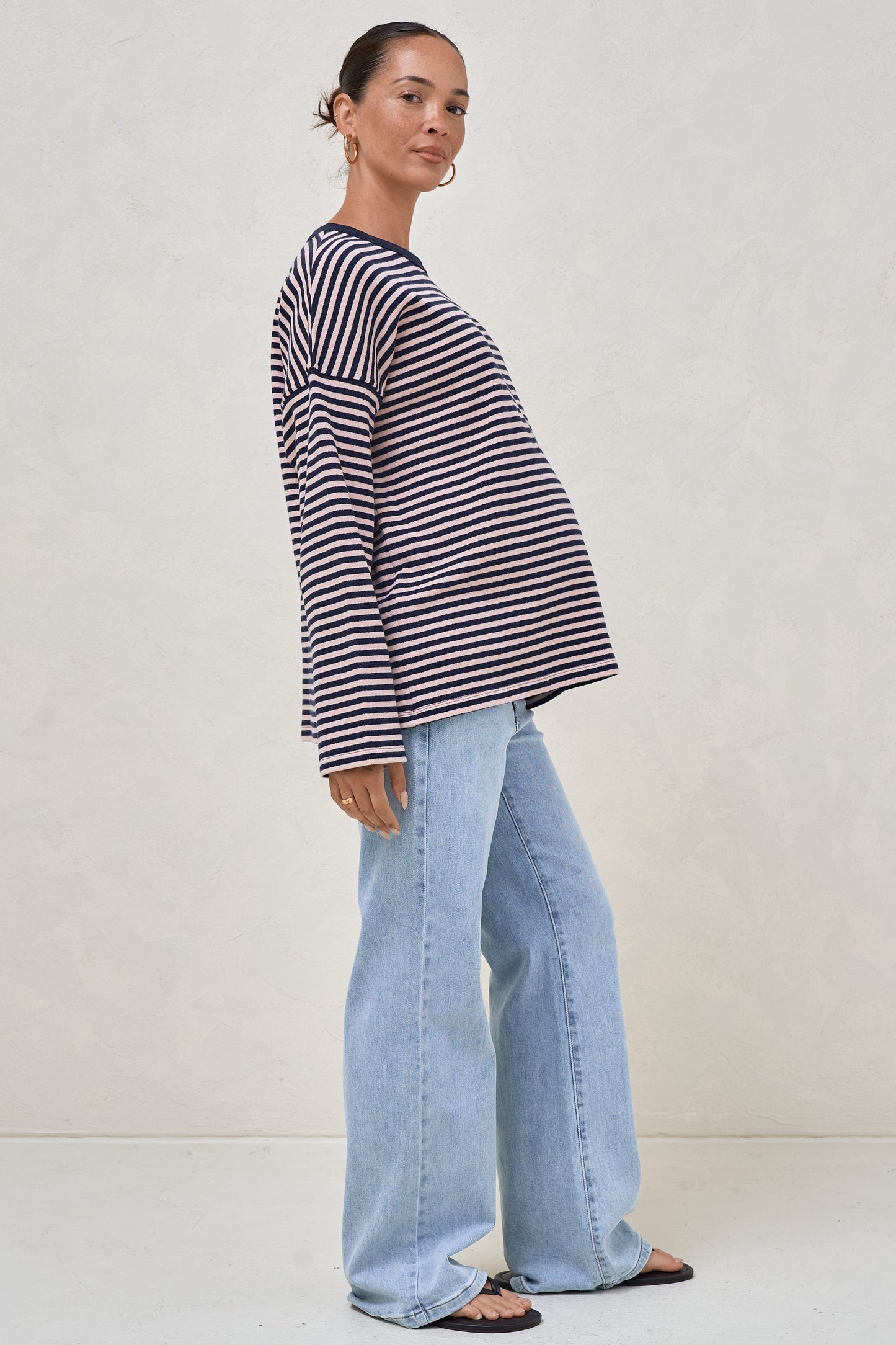 Outline Long Sleeve Top - Navy/Pink